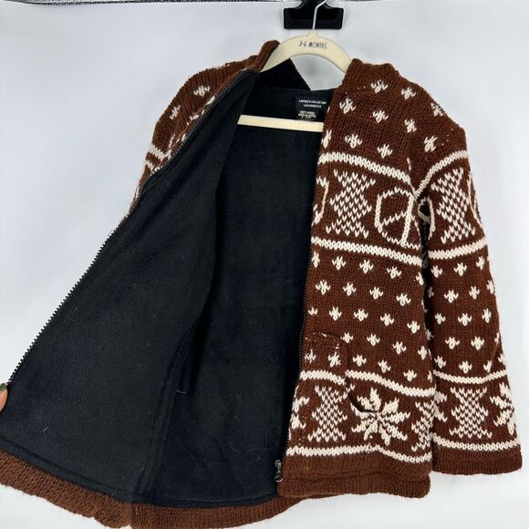 Lakhays Knit Kids Sweater Jacket Handmade Wool Full Zip Fleece Lined L - Picture 9 of 9